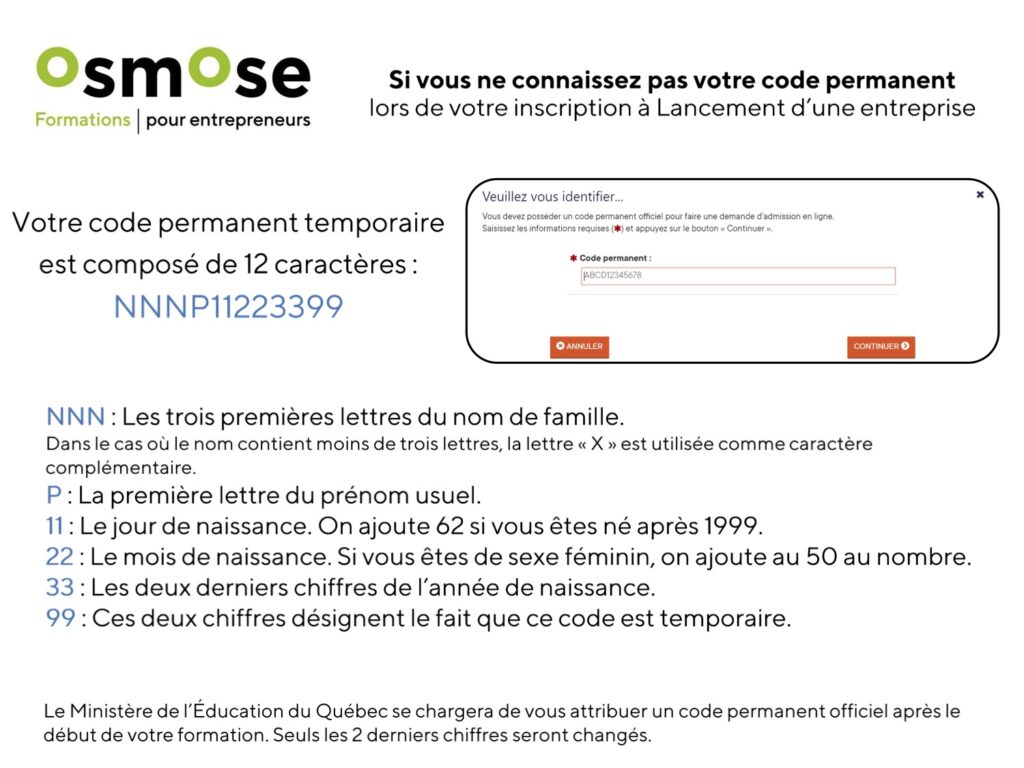 PROCÉDURE_CODE PERMANENT